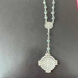 Women necklace green silver